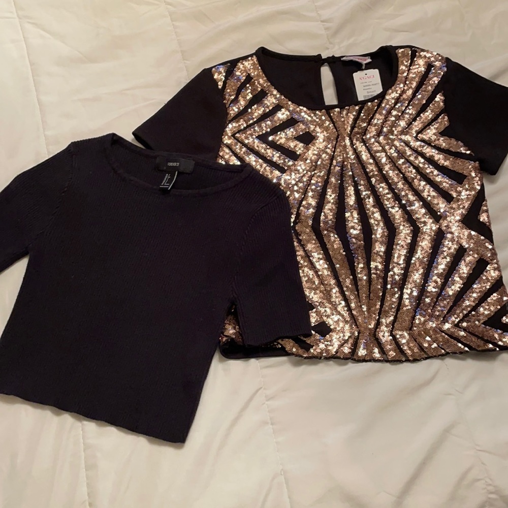 2 black tops (Forever 21 and Agaci) Size Small